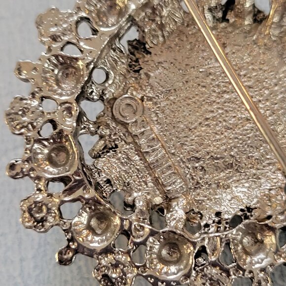 Vintage Sarah Coventry Brooch With Purple Cabochon & Faux Pearls - Picture 3 of 4